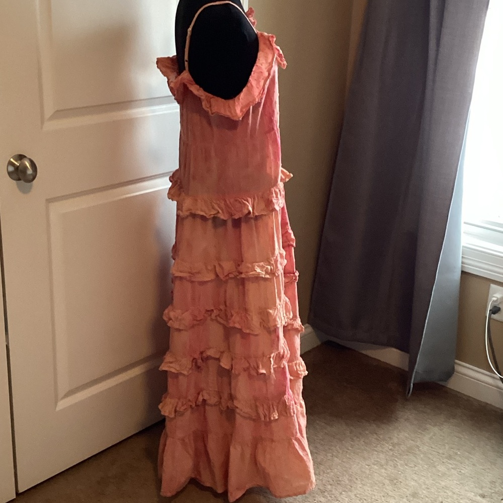 Pink Ruffled Maxi Dress - Picture 4 of 7